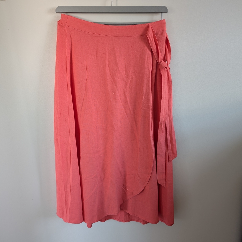 Elegant Coral Wrap Skirt